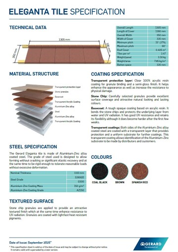 „GERARD Eleganta“ čerpių specifikacija (PDF)